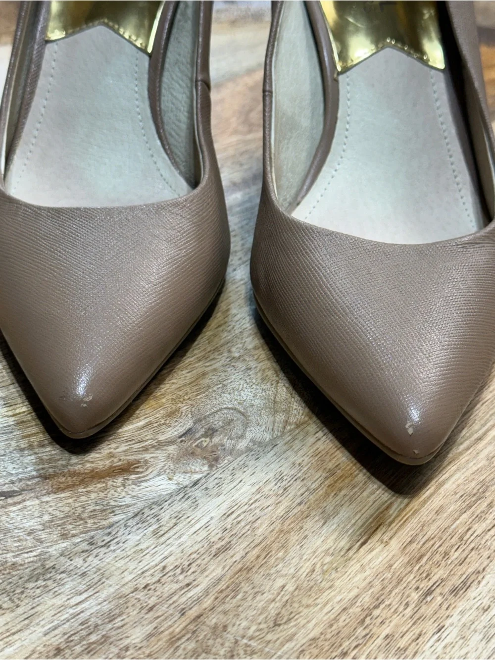 Taupe Pointed Toe Pumps Michael Kors 6M Textured Career Heels
